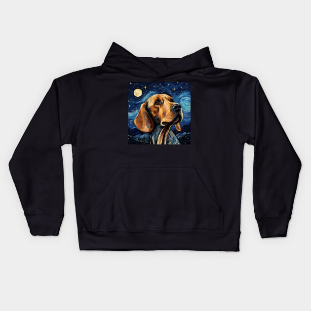 American English Coonhound Night Kids Hoodie by NatashaCuteShop